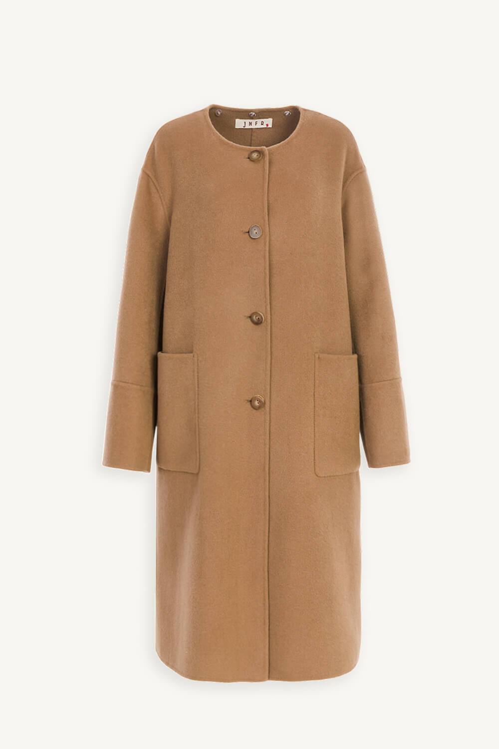 front 羊絨混紡連帽可拆式大衣